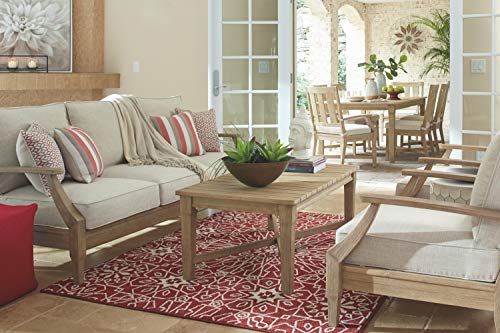 Beige Eucalyptus Patio Sofa with Cushion X443389