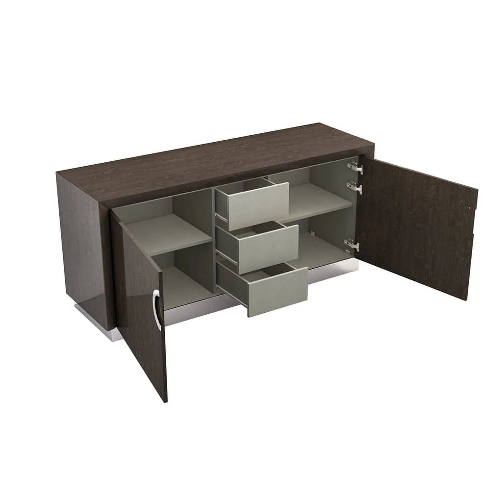 72" High Gloss Gray Lacquer Wood Buffet R49114