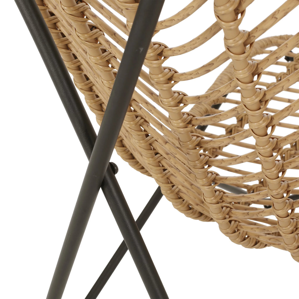 Wicker Outdoor Accent Chairs, Set of 2, Light Brown and Black Y263839
