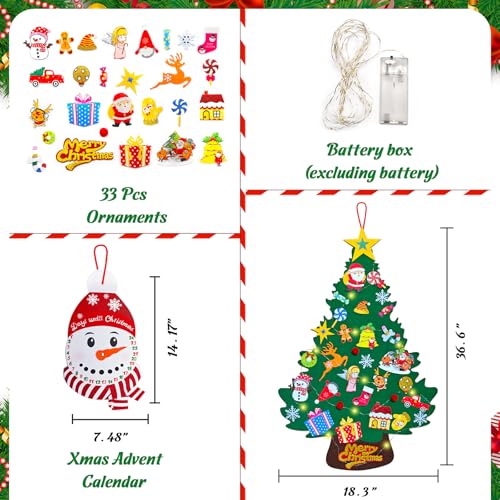 3ft Felt Wall Christmas Tree with 33 Ornaments and Advent Calendar U461568