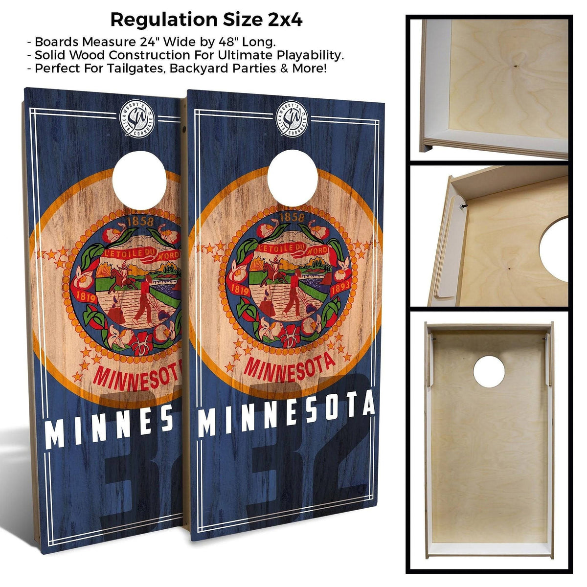 Minnesota State Flag Cornhole Board Set with Carrying Case A972507