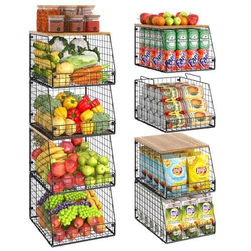 4 Pack XXL Stackable Wire Storage Basket D599899