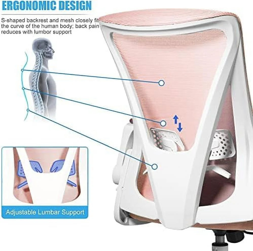 Blue Mesh Ergonomic Office Chair with Lumbar Support H325