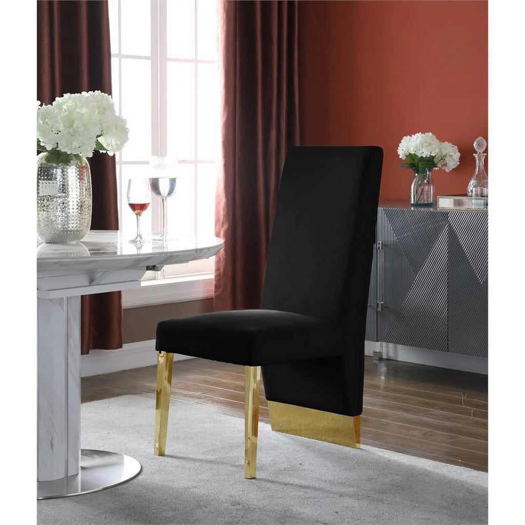 Velvet Dining Chair in Black (Set of 2) J570508
