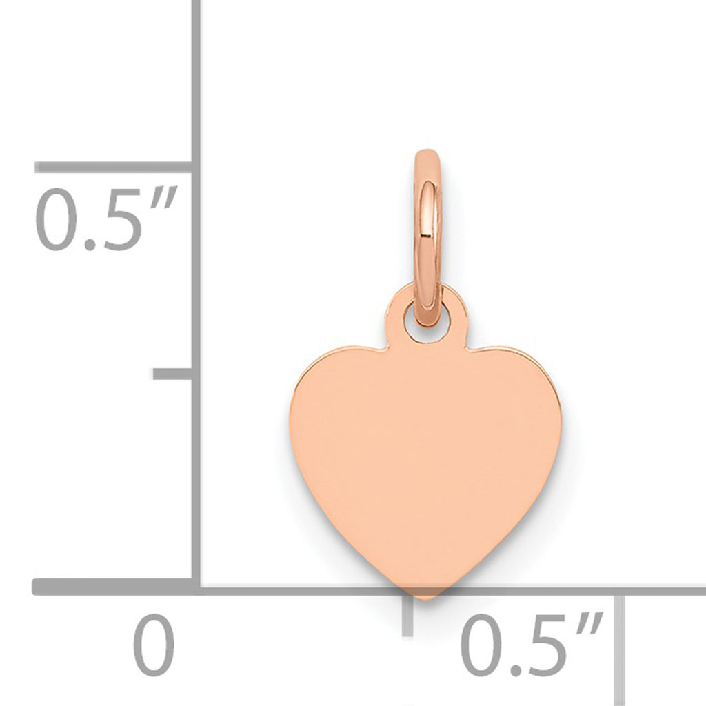 14K Rose Gold Heart Shaped Disc Pendant Charm X8466