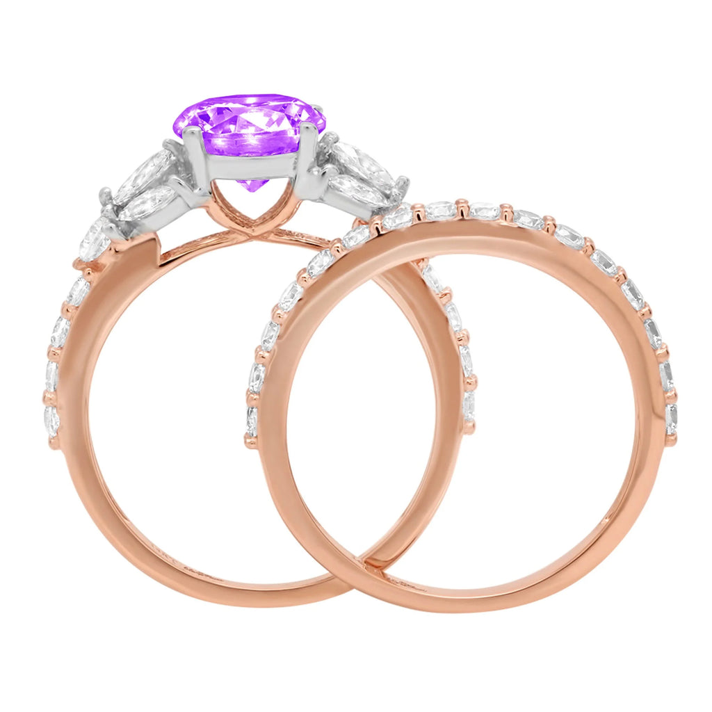 Purple Natural Amethyst 18k Gold Ring N1347