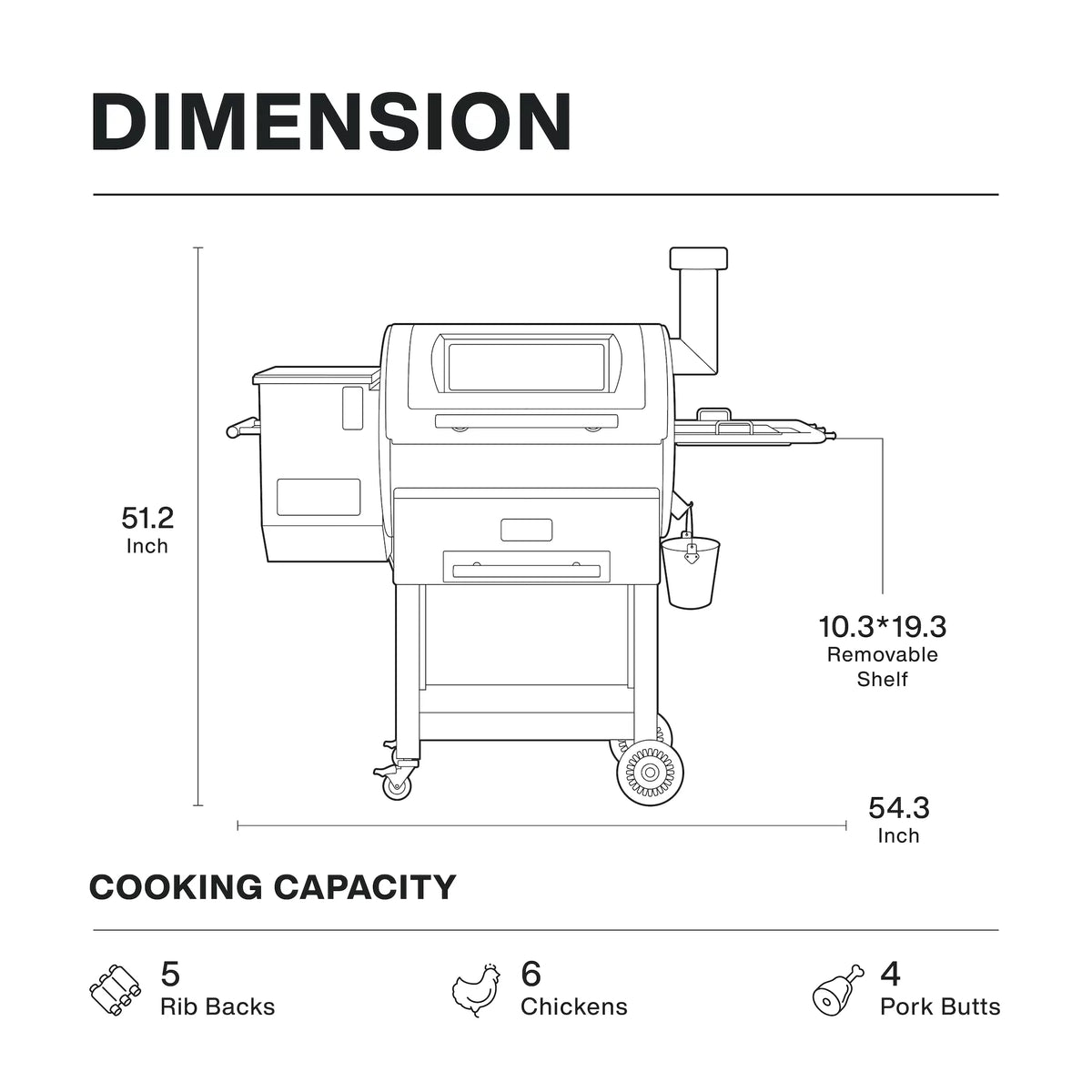 Wood Pellet Grill Smoker W6523