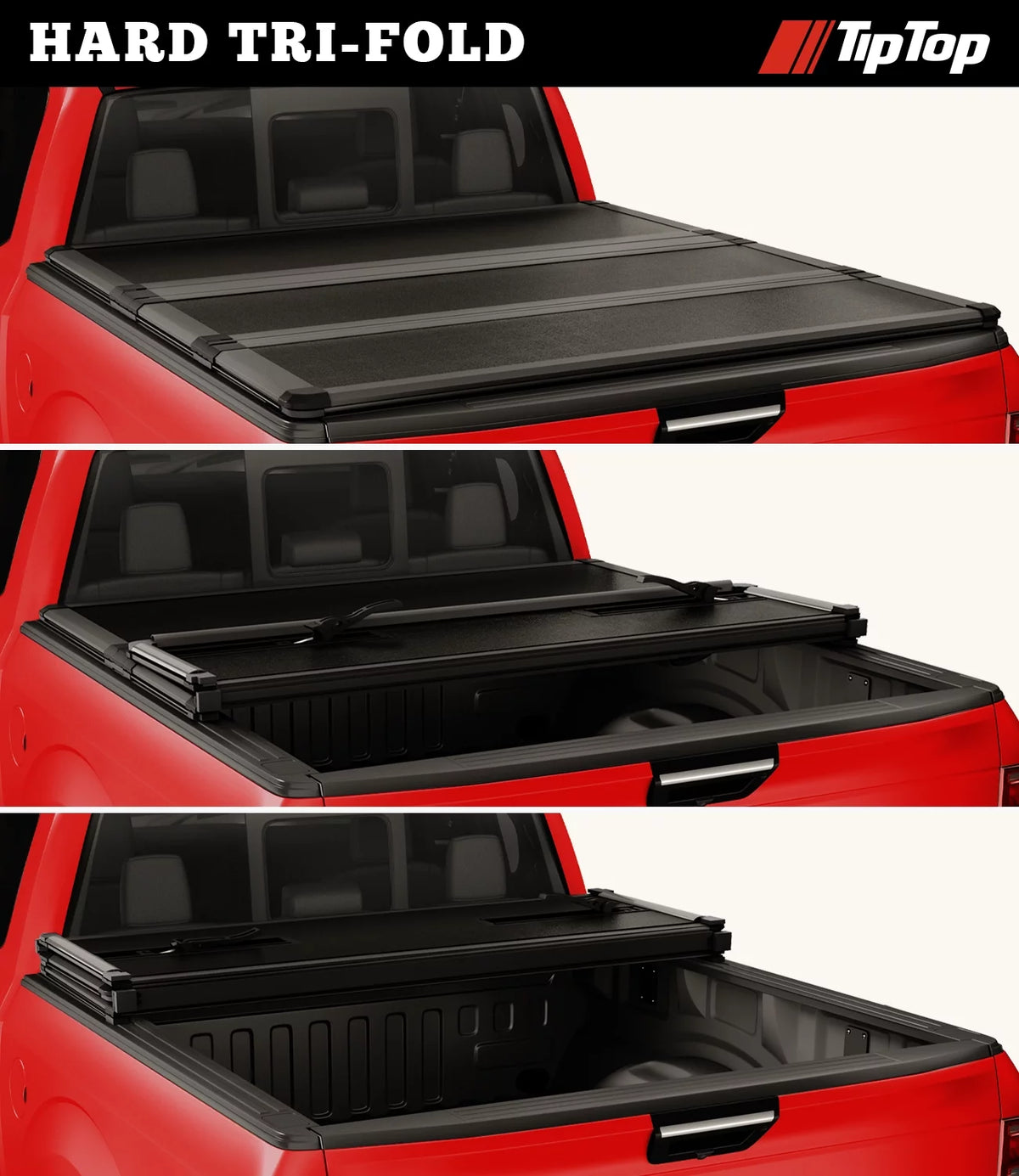 Tri-Fold Hard Tonneau Cover Truck Bed FRP 6.5ft Bed K688219