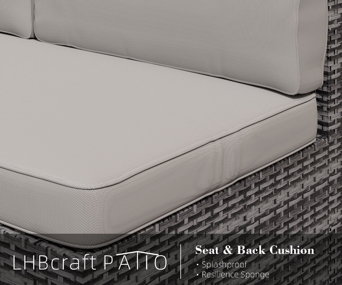 7 Piece PE Rattan Patio Sectional Sofa with Beige Cushions and Table A871