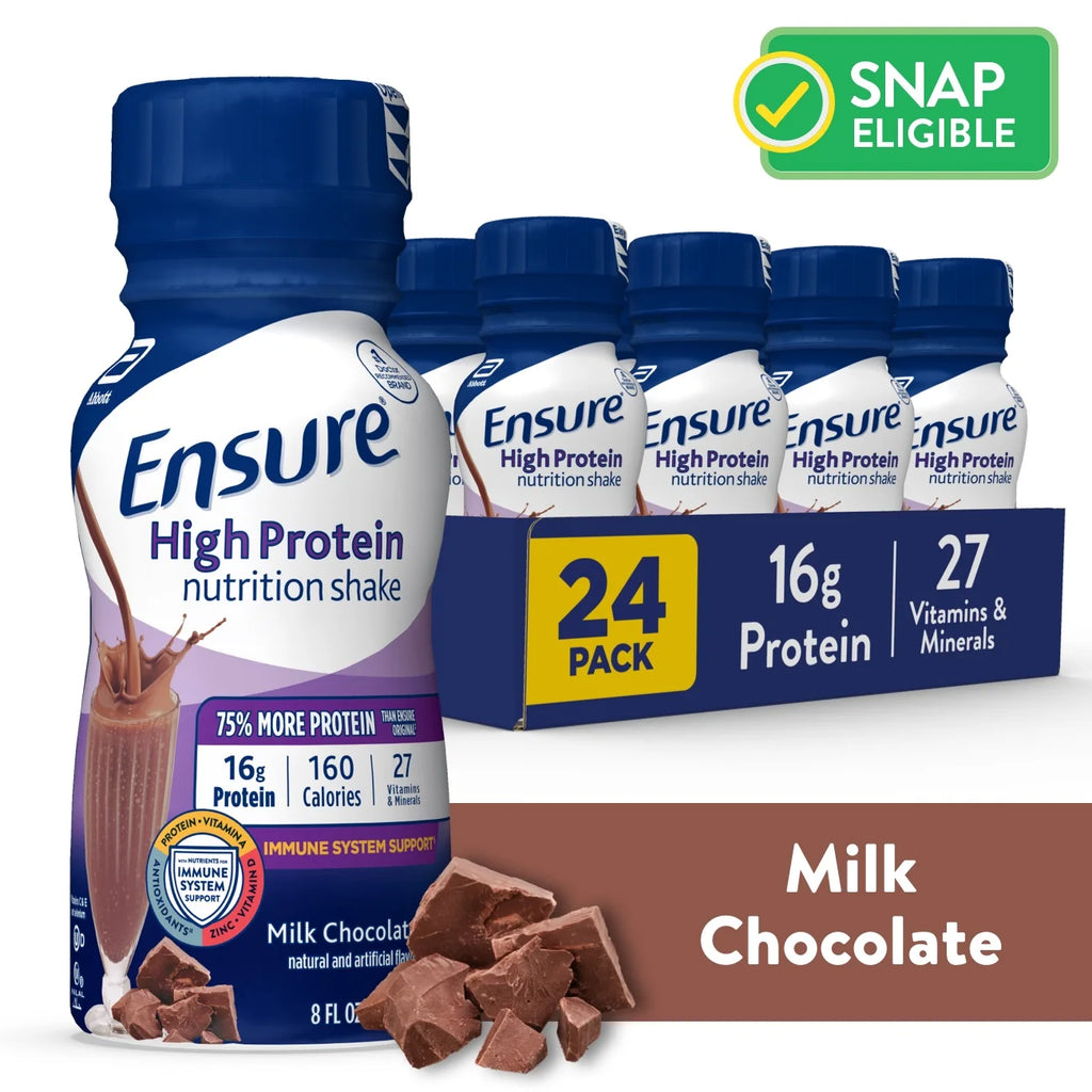 High Protein Nutrition Shake, Milk Chocolate, 8 fl oz, 24 Count Y703275