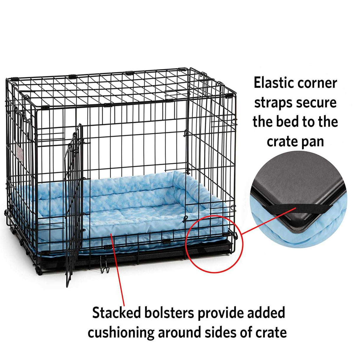 Double Bolster Pet Bed Blue J7502