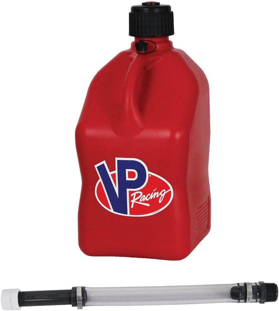 5 Gallon Red Racing Utility Jug with 14 Inch Deluxe Filler Hose Pack of 2 S415195