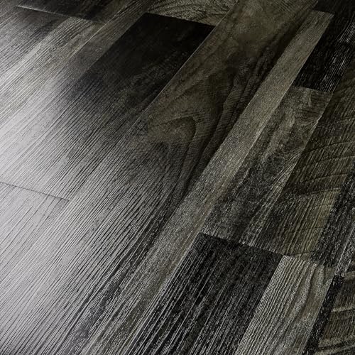 36-Pack 6x36" Black Peel and Stick Waterproof Vinyl Floor Tile J35079