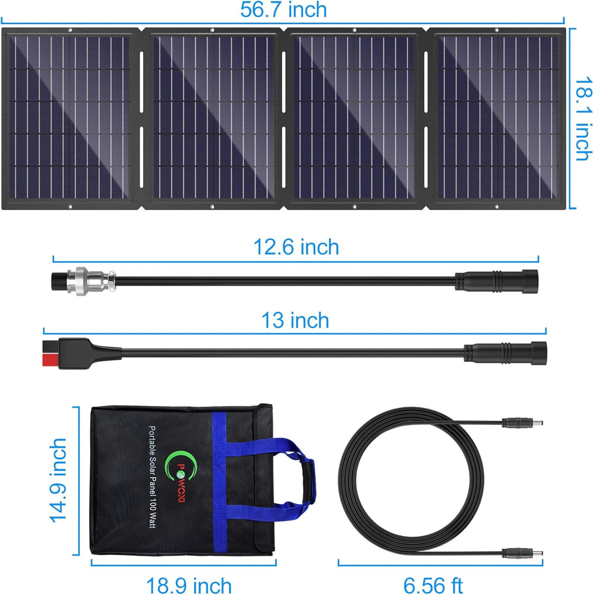 Portable Solar Panel 100W Foldable Charger Kit with USB and DC Port M69728