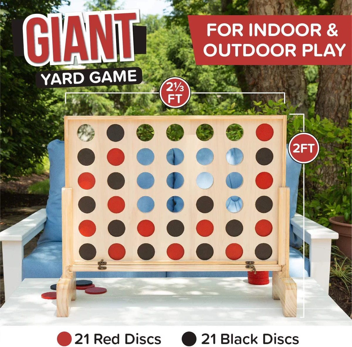 Wooden 4 in a Row Game with Coins, Case and Rules G33194