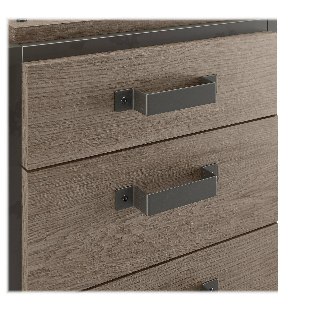 50W L Shaped Industrial Desk with 3 Drawer File Cabinet, Gray T631