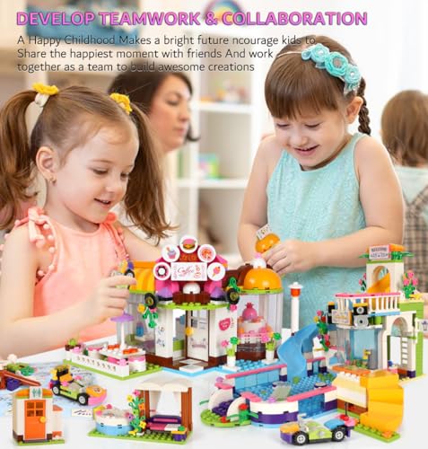 1140 Pieces Coffee Shop Building Blocks Set with Storage Box V515