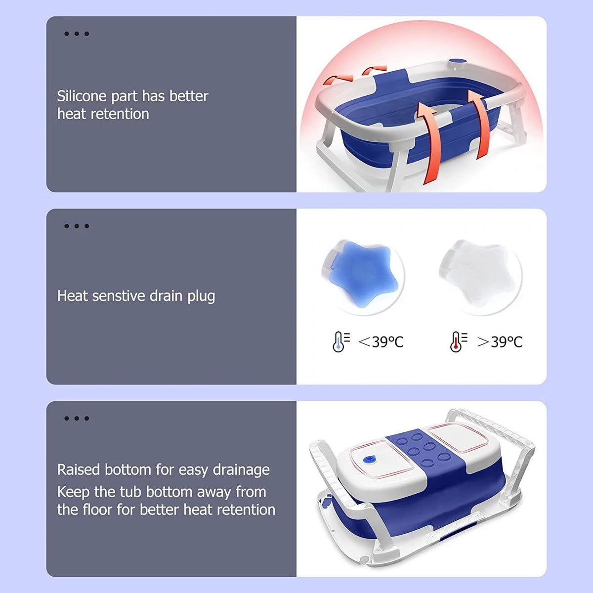 Collapsible Baby Bathtub with Thermometer, Cushion and Bath Net L789714