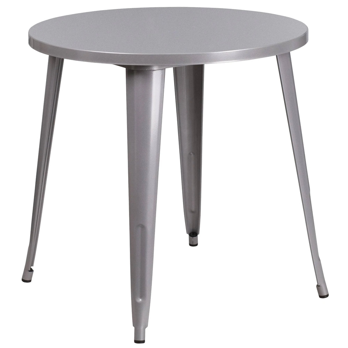 Silver Round Metal Table Set with 4 Cafe Chairs R997836