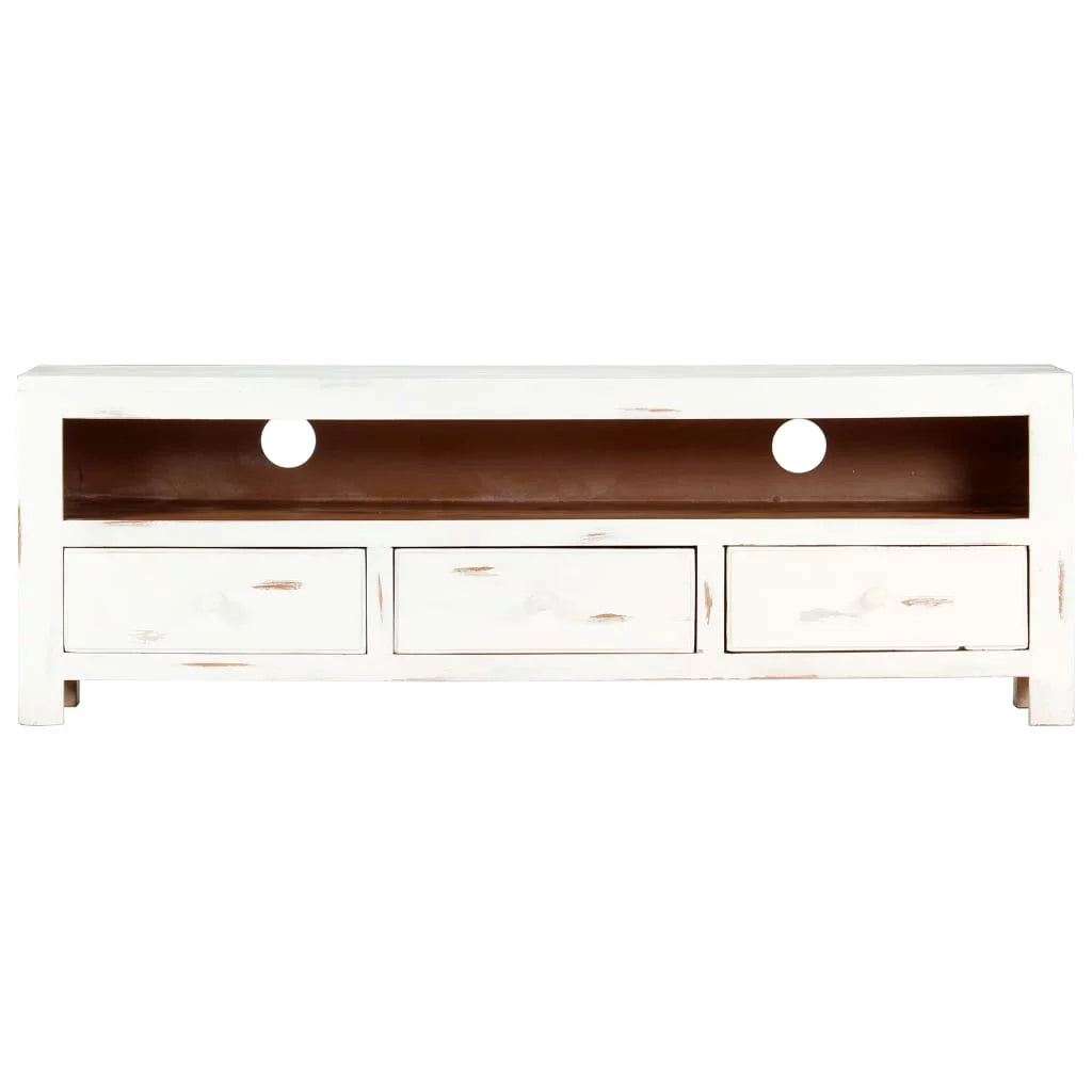 White Solid Acacia Wood TV Cabinet S218354