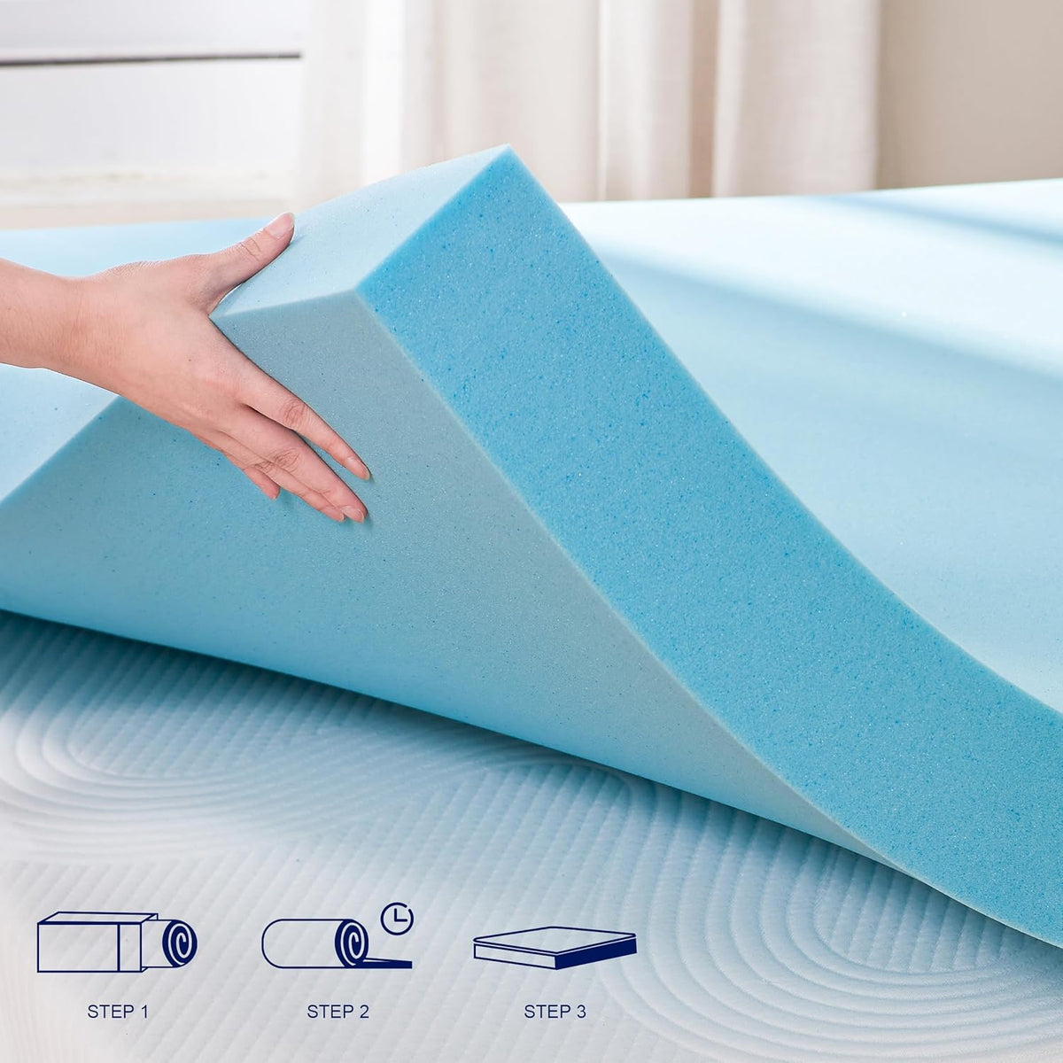 2 Inch Gel-Infused Memory Foam King Size Mattress Topper with Removable Washable Cover J495500