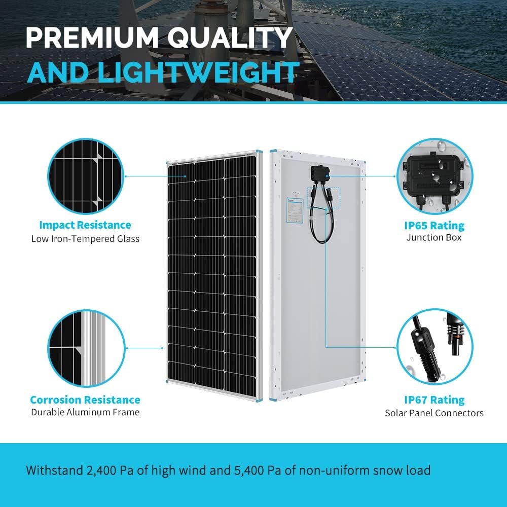 400 Watt 12 Volt Monocrystalline Solar Panel Bundle Kit with 4 pcs 100W Panel and 30A PWM Charge Controller X85149