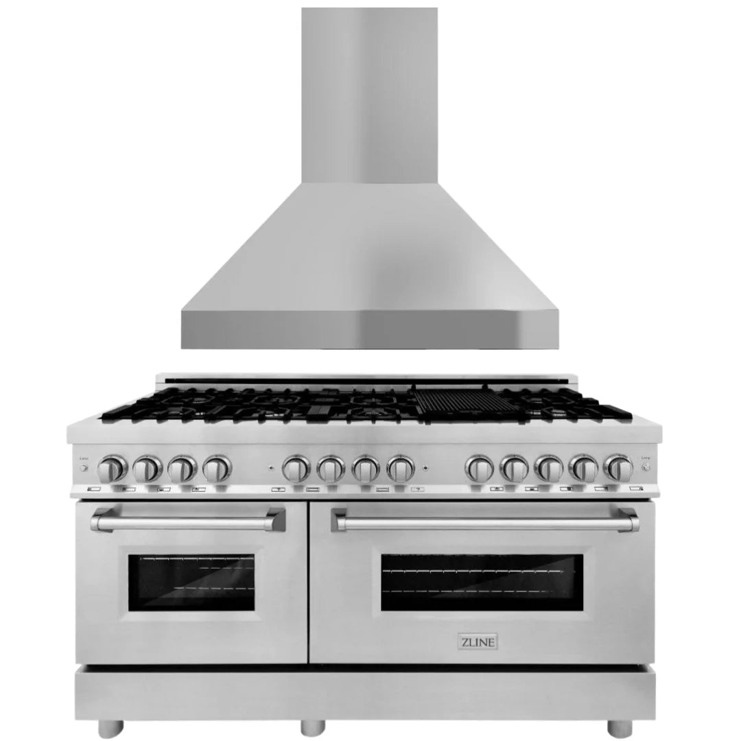 60 in. Dual Fuel Range & Range Hood Appliance Package Y457