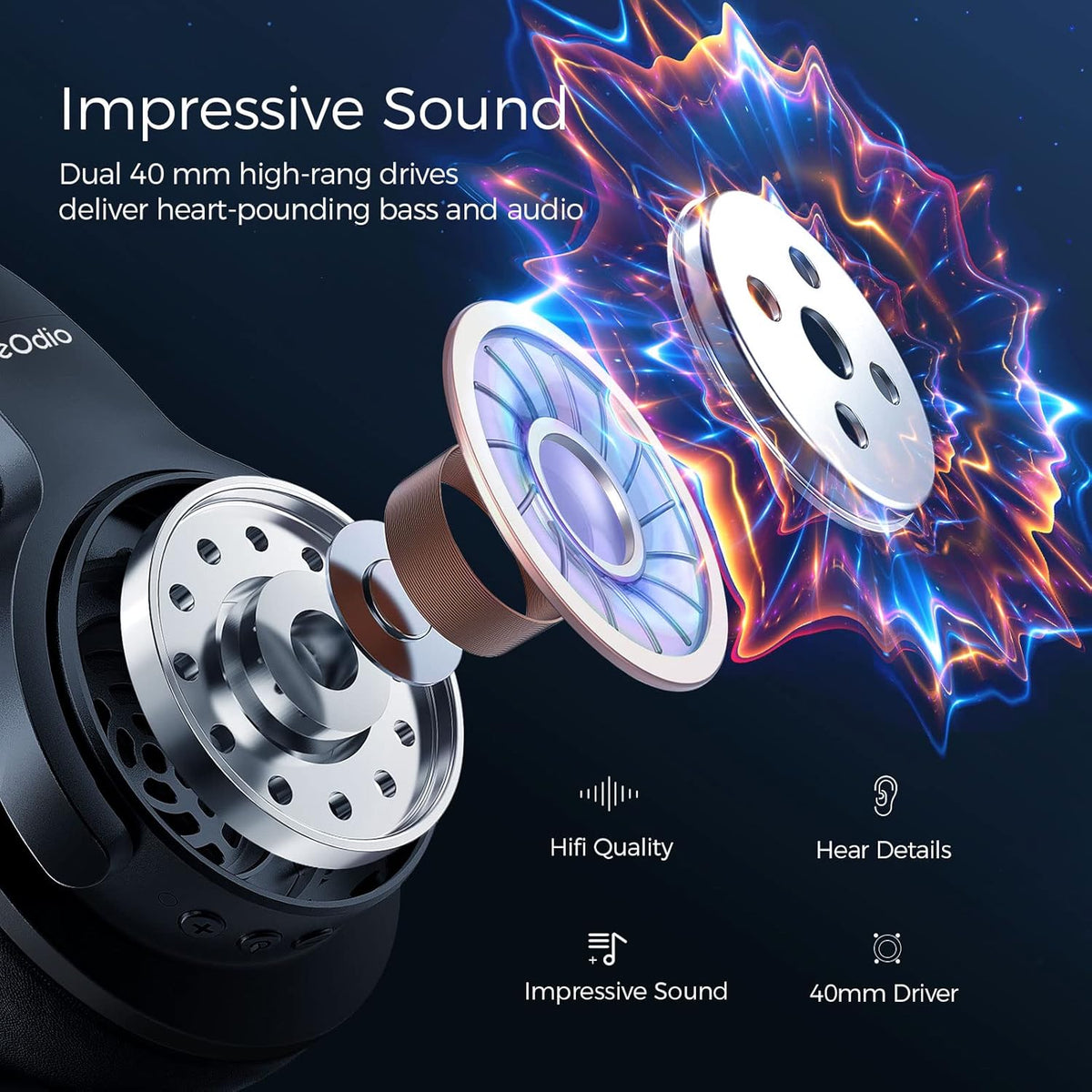 Active Noise Cancelling Wireless Wired Over Ear Headphones V441