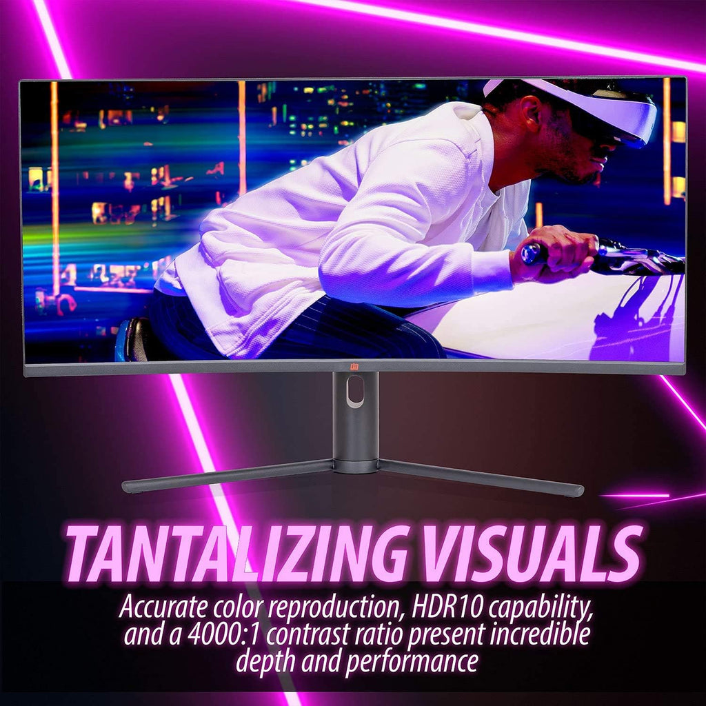34" Ultrawide Curved Monitor, 144Hz, HDR10, 4000:1 Contrast Ratio, 99% sRGB, Adaptive Sync A62500