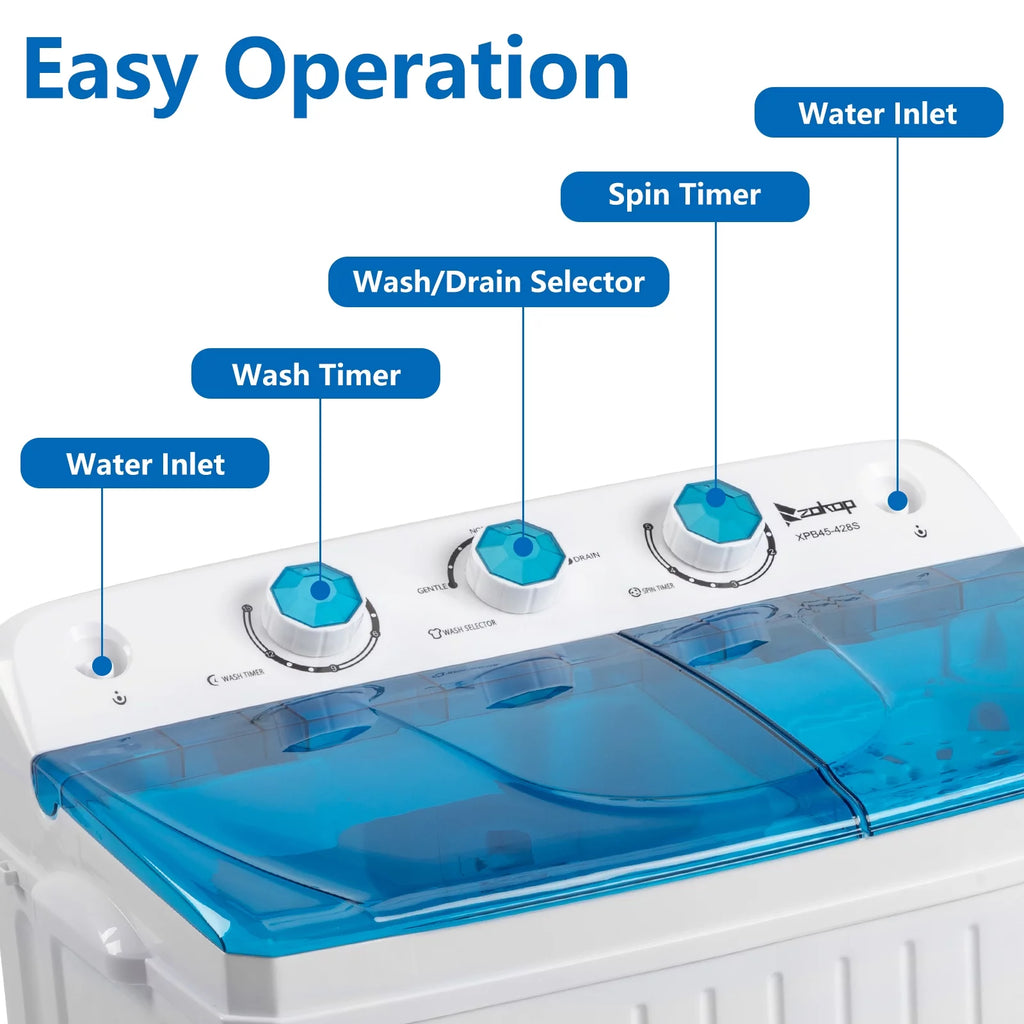 Portable 20lbs Twin Tub Compact Semi-automatic Washing Machine V348