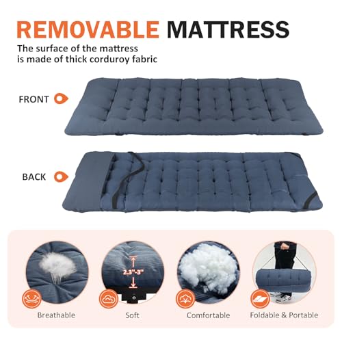 Camping Cot with Cushion Portable Folding Bed (Gray) M149309