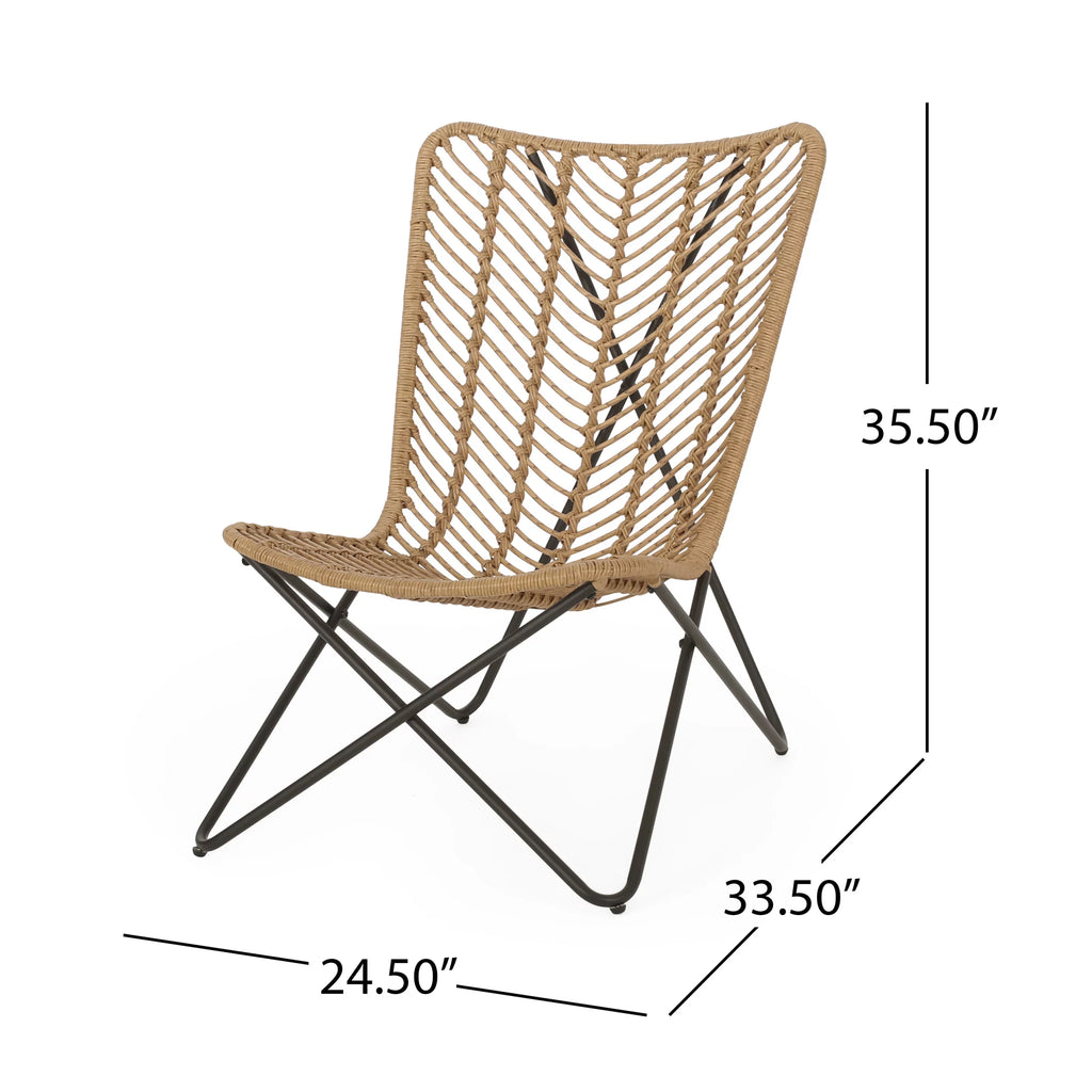 Wicker Outdoor Accent Chairs, Set of 2, Light Brown and Black Y263839