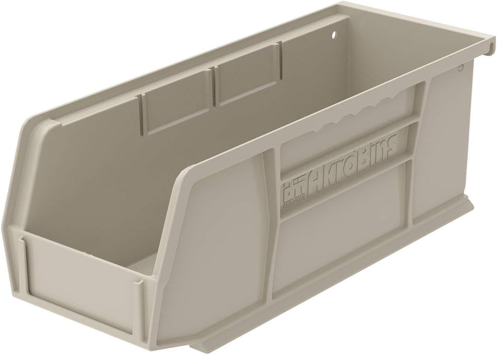 Plastic Storage Bin Hanging Stacking Containers, 11-Inch x 4-Inch x 4-Inch, Stone, 12-Pack U1732