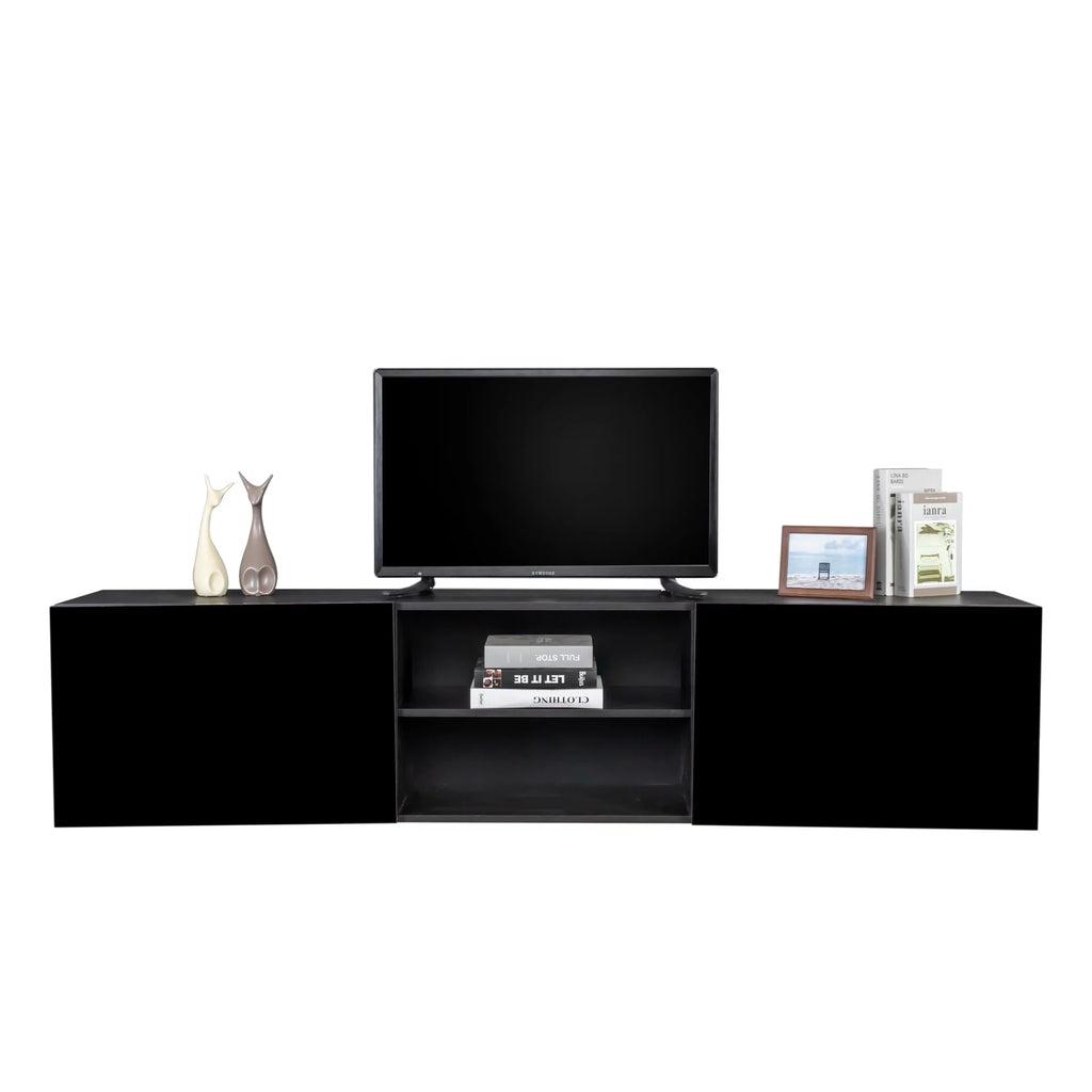 Wall Mounted Floating TV Stand with Shelf and Clamshell Doors L651