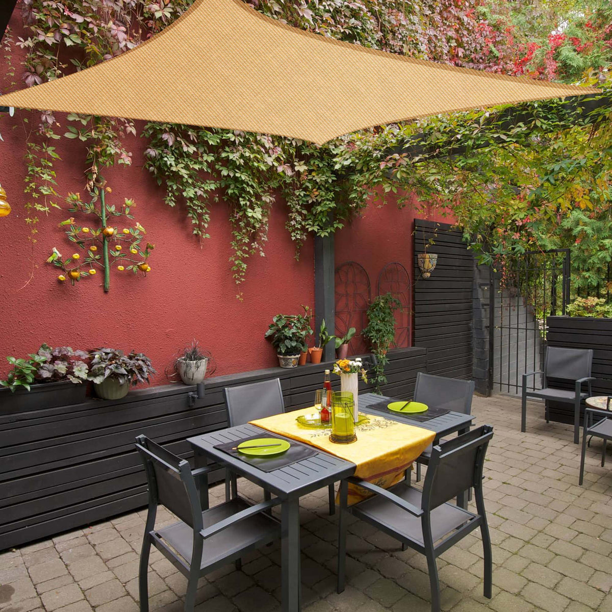 10x10Ft 97% UV Block Square Shade Sail Mellow Yellow C2196