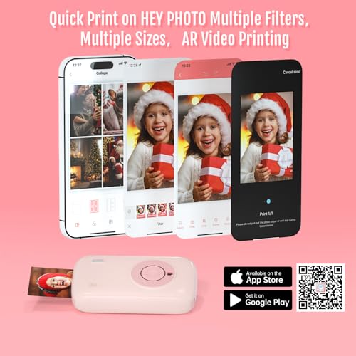 Pink Mini Portable Photo Printer with Bluetooth U53498
