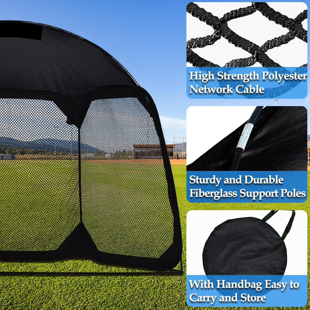 12 X6 X9.5FT Portable Baseball Batting Net with Carry Bag P53403