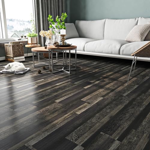 36-Pack 6x36" Black Peel and Stick Waterproof Vinyl Floor Tile J35079