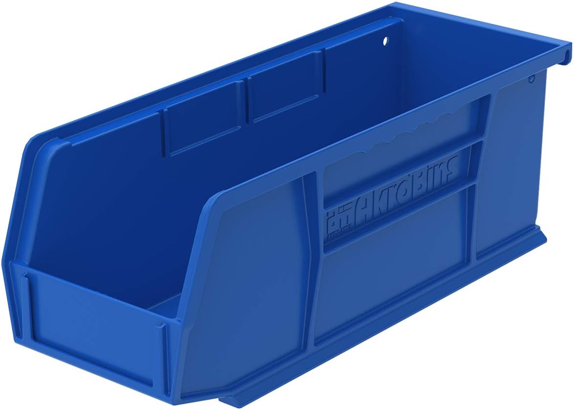 Plastic Storage Bin Hanging Stacking Containers, 11-Inch x 4-Inch x 4-Inch, Stone, 12-Pack U1732