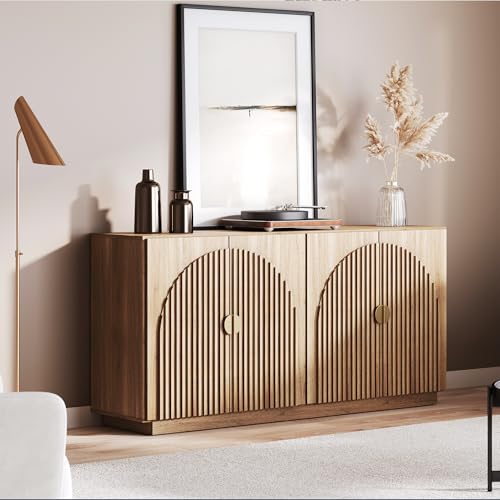 65 Inch Fluted Buffet Cabinet with Storage Y437366