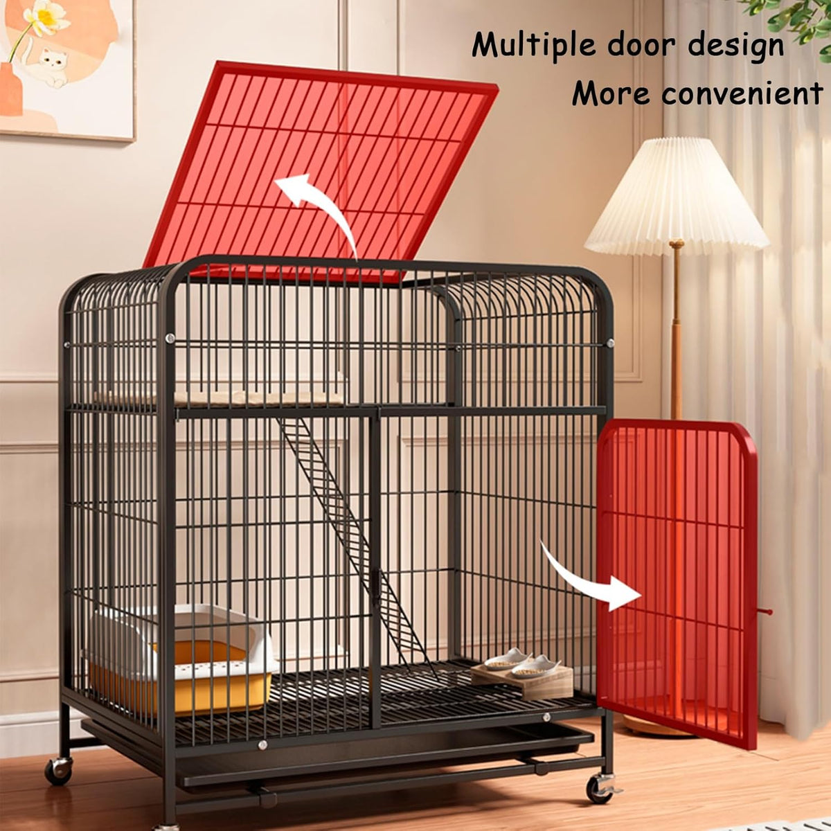 Large 2/3 Tier Cat Cage with Cat Litter Box Y201225