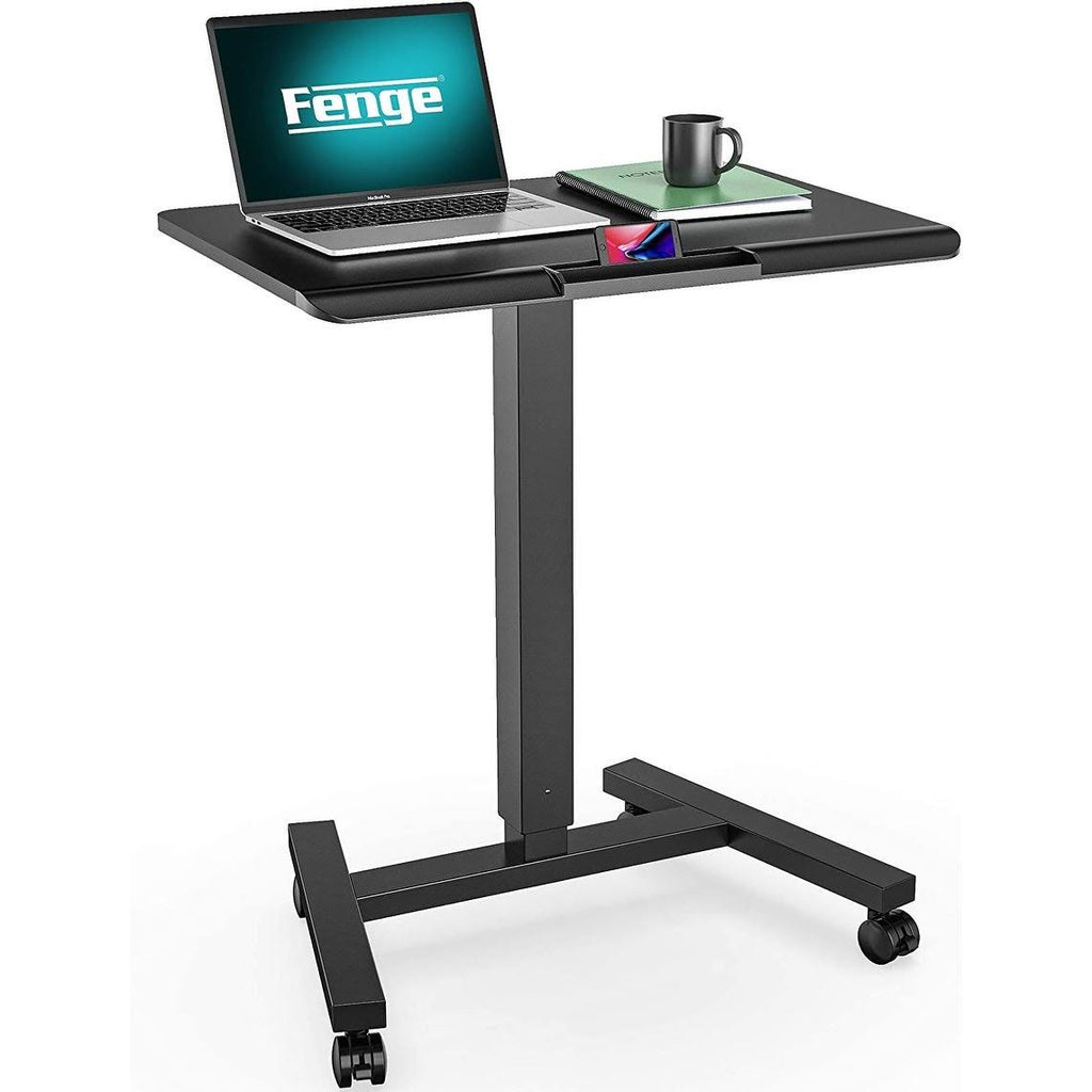 Black Adjustable Height Rolling Laptop Desk Cart V967555