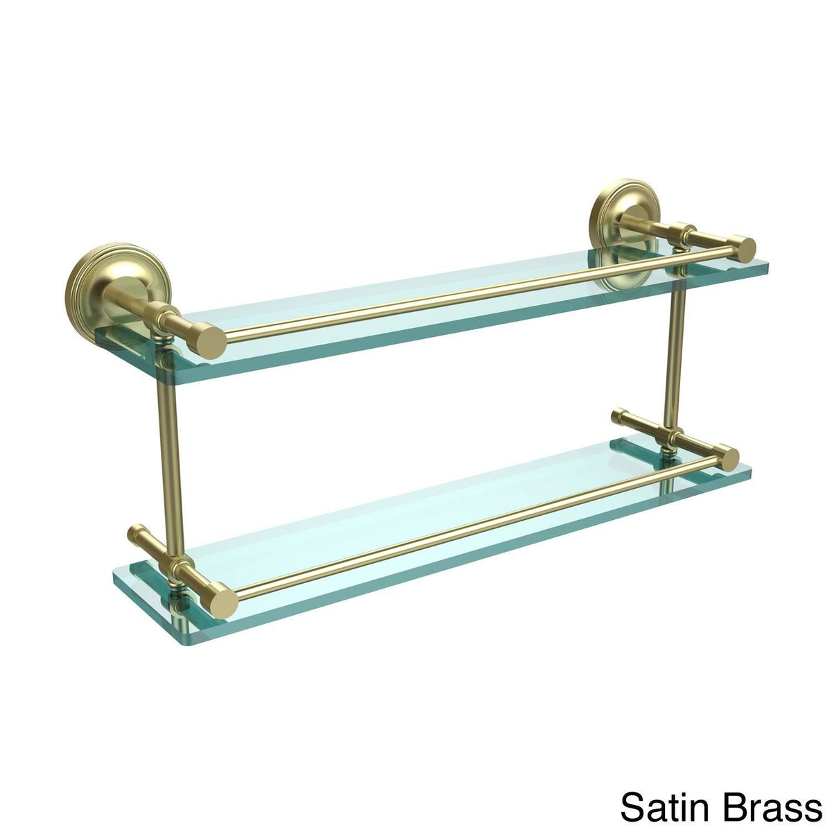 Polished Nickel Double Glass Shelf with Gallery Rail G8632
