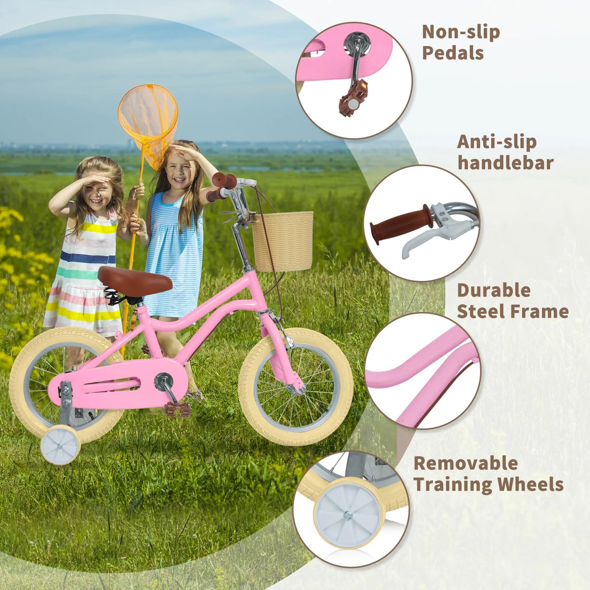 16 inch Kids Bike with Training Wheels and Basket G683