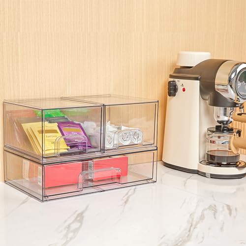 Clear Plastic Stackable Storage Drawers Set of 6 U2374