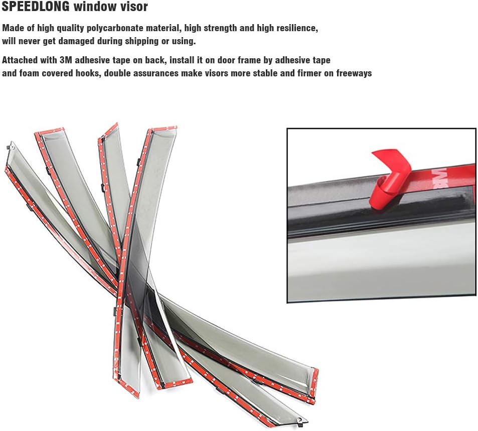 Car Window Visor Vent Shade Deflector Sun/Rain Guards Pack of 2 Z477