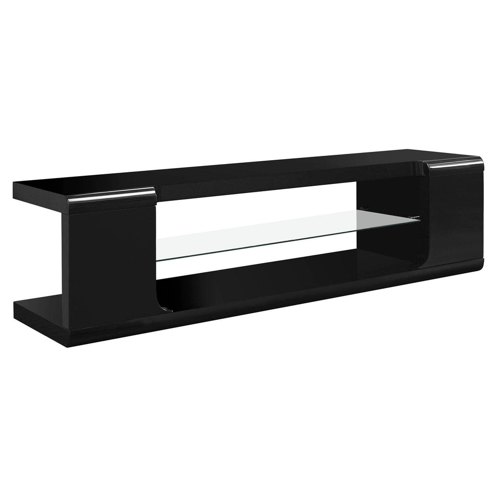 Black High Glossy TV Console with Tempered Glass W977804