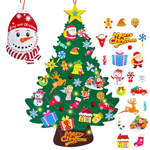3ft Felt Wall Christmas Tree with 33 Ornaments and Advent Calendar U461568