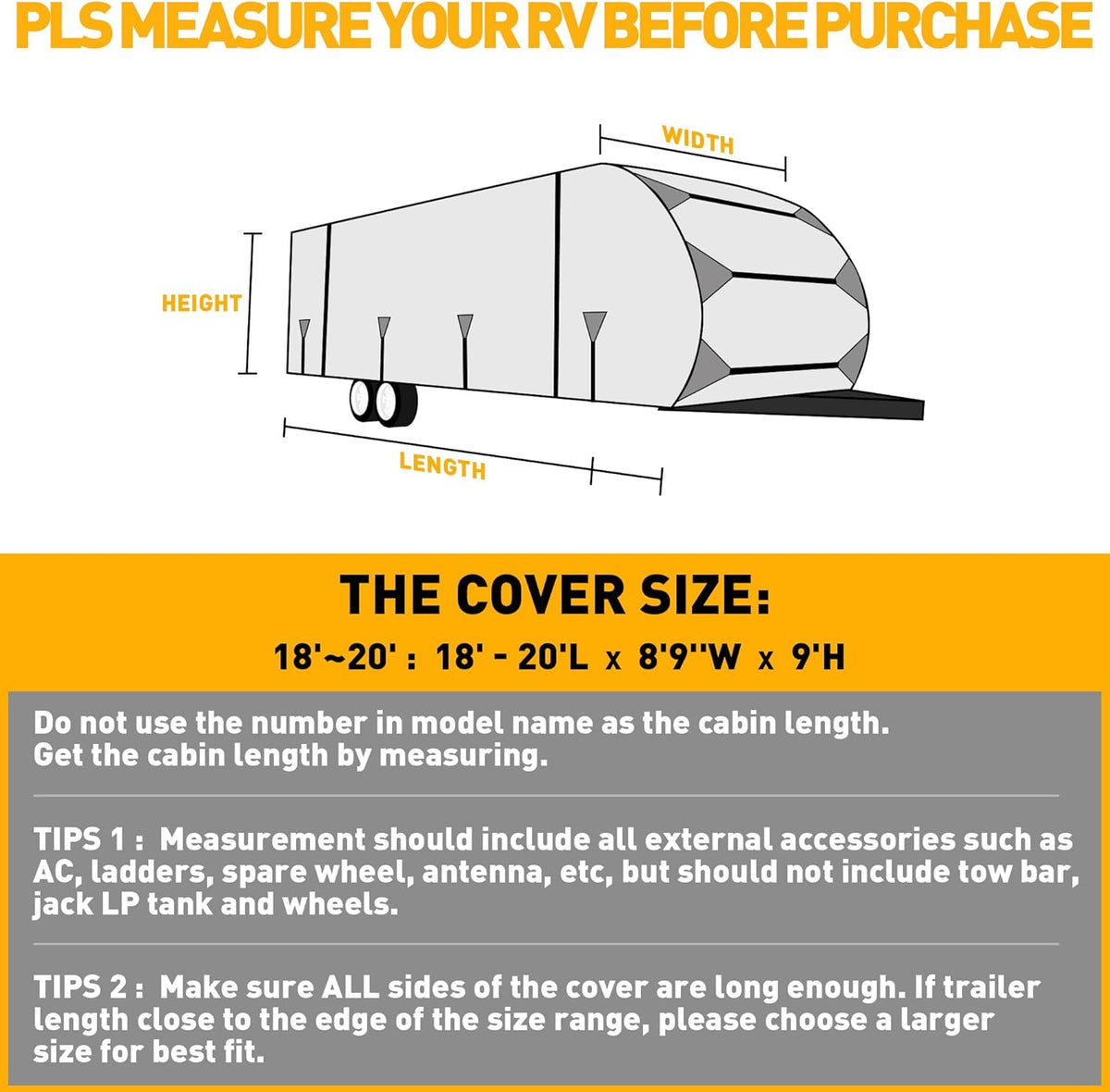 300D Anti-Tear Waterproof Windproof Anti-UV RV Trailer Cover O6663
