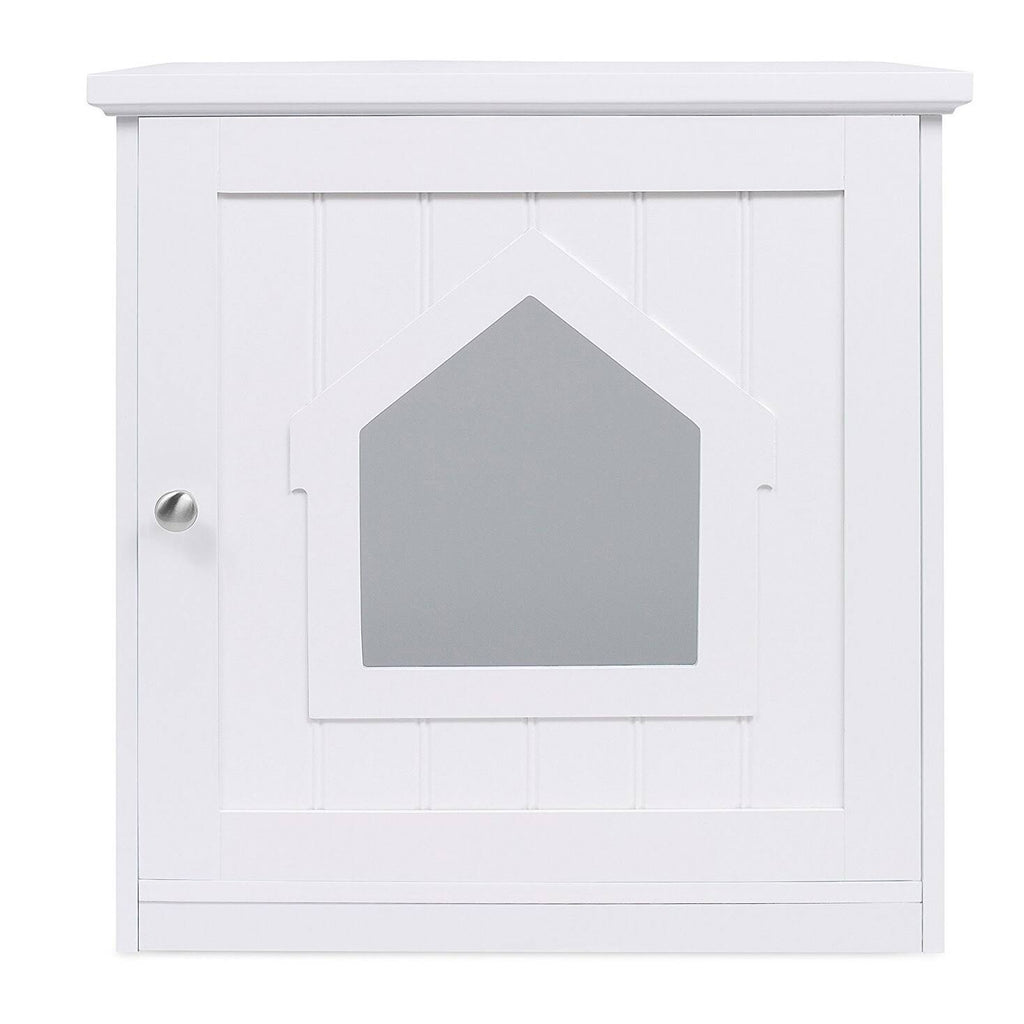 White Decorative Cat House Side Table O84223